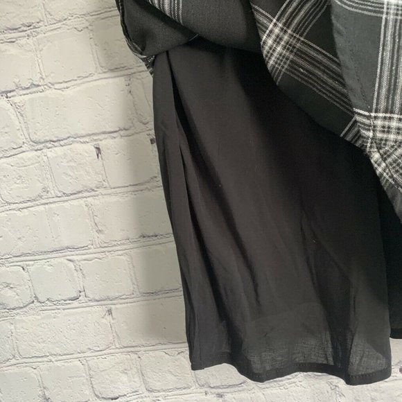 Free People Miss Molly Plaid Mini Dress Black Gray Tunic Size 2 - Picture 4 of 6